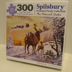 Spilsbury Watching Santa NEW Sealed Black White Red 300 Piece Christmas Puzzle